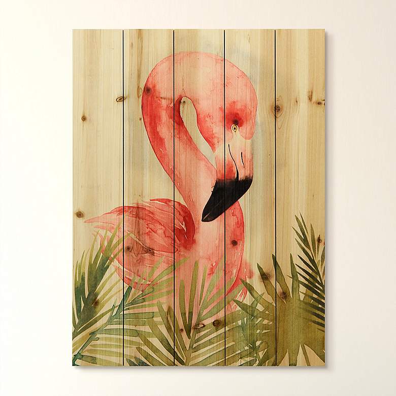 Image 1 Watercolor Flamingo Composition I 24"H Print Wood Wall Art