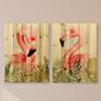 Watercolor Flamingo Composition I and II 24"H Wall Art Set