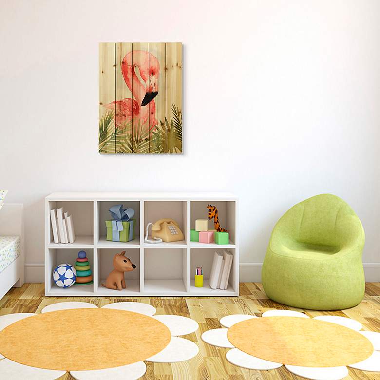 Image 6 Watercolor Flamingo Composition I and II 24"H Wall Art Set more views