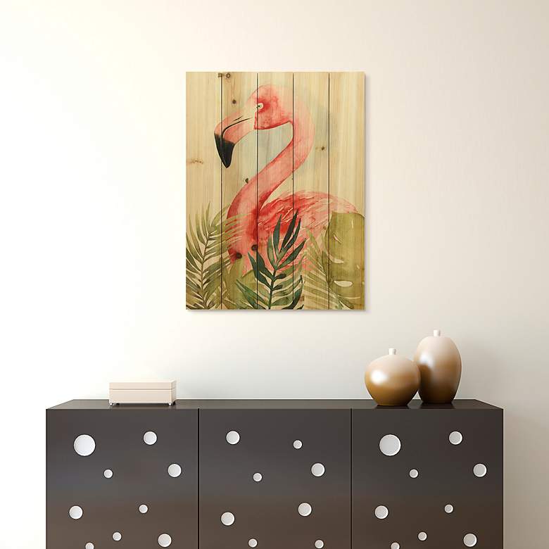 Image 7 Watercolor Flamingo Composition I and II 24"H Wall Art Set more views