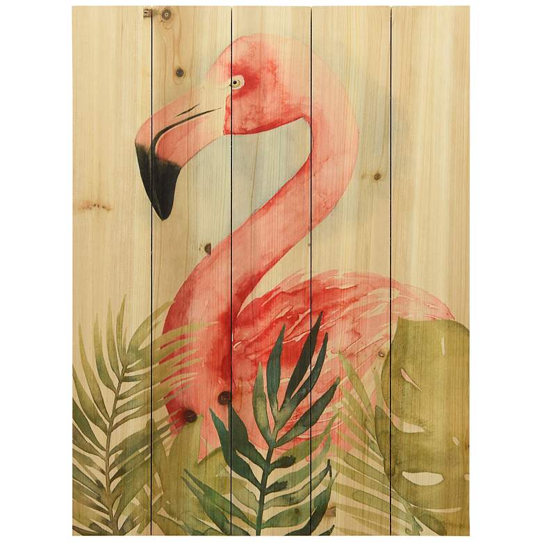 Image 2 Watercolor Flamingo Composition II 24"H Print Wood Wall Art