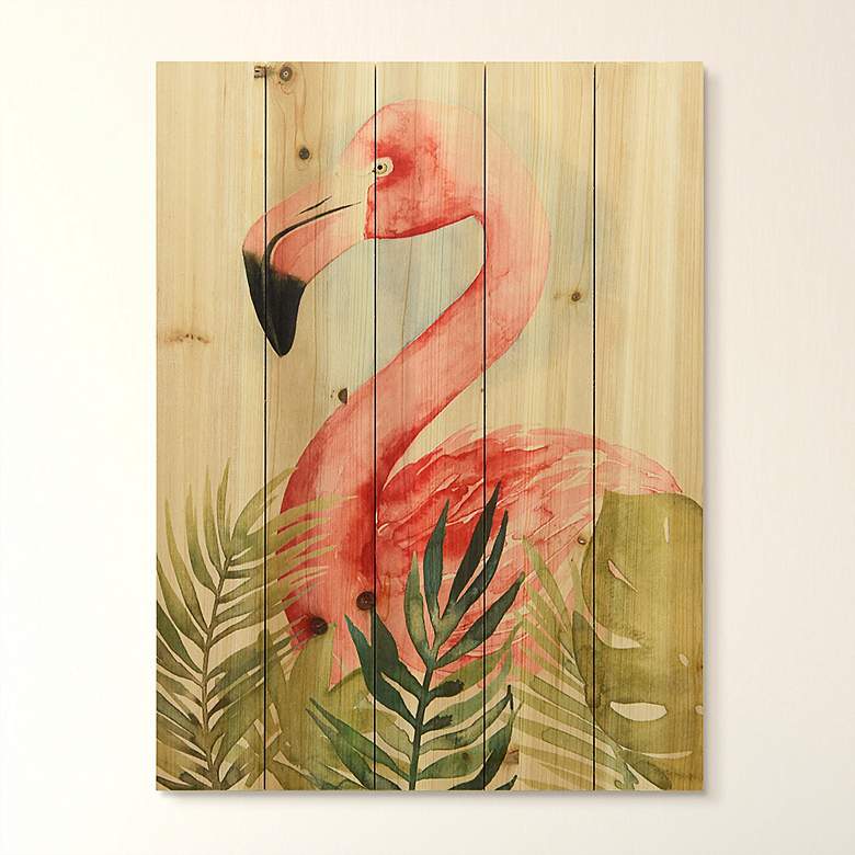 Image 1 Watercolor Flamingo Composition II 24"H Print Wood Wall Art