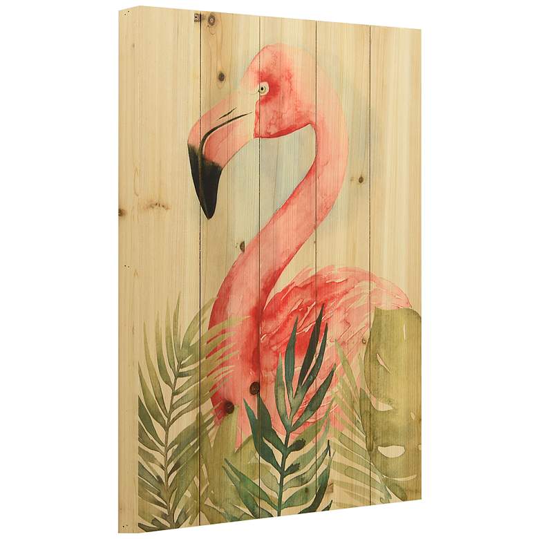 Image 4 Watercolor Flamingo Composition II 24 inchH Print Wood Wall Art more views