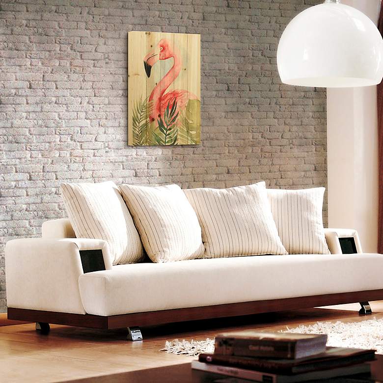 Image 5 Watercolor Flamingo Composition II 24"H Print Wood Wall Art more views