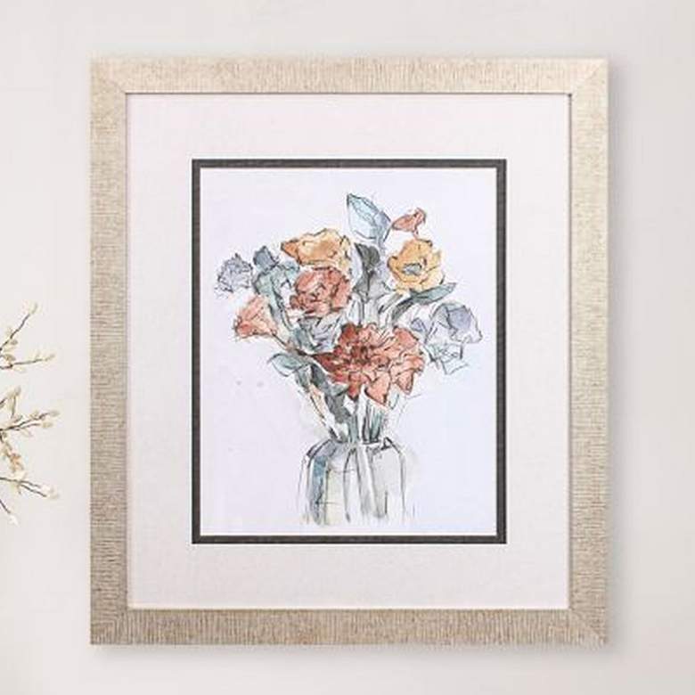 Image 2 Watercolor Floral I 32" High Printed Framed Wall Art