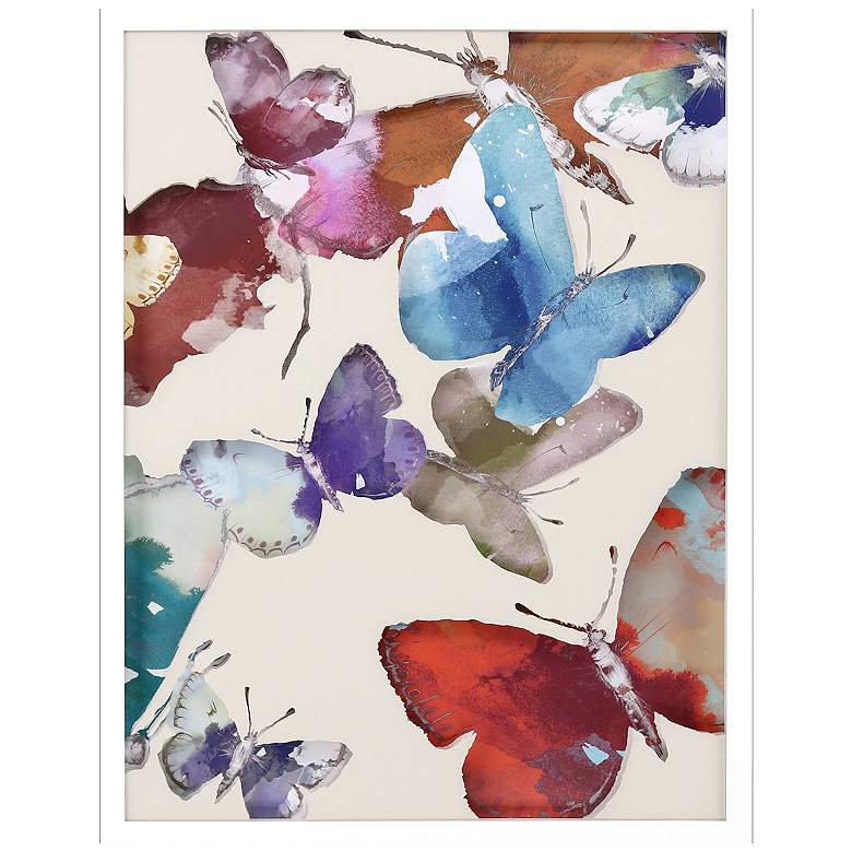 Image 1 Watercolor Fluttering I 32"W x 42"H Framed Art