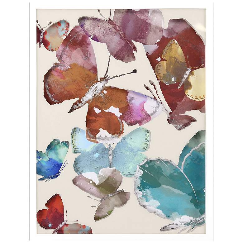 Image 1 Watercolor Fluttering II 32"W x 42"H Framed Art