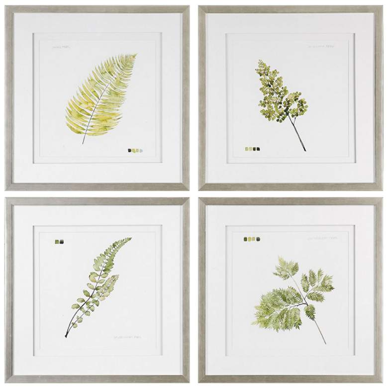 Image 1 Watercolor Leaf Study 28" Square 4-Piece Framed Wall Art Set