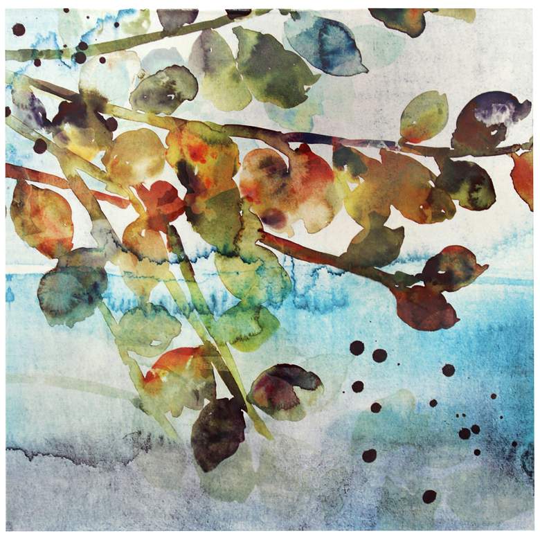 Image 1 Watercolor Leaves 24 inch Square Canvas Wall Art