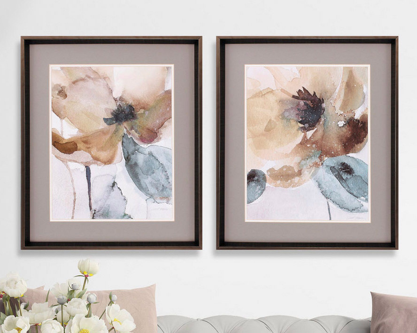Watercolor Poppy 2 Piece 27 High Framed Wall Art Set 1H937 Lamps Plus