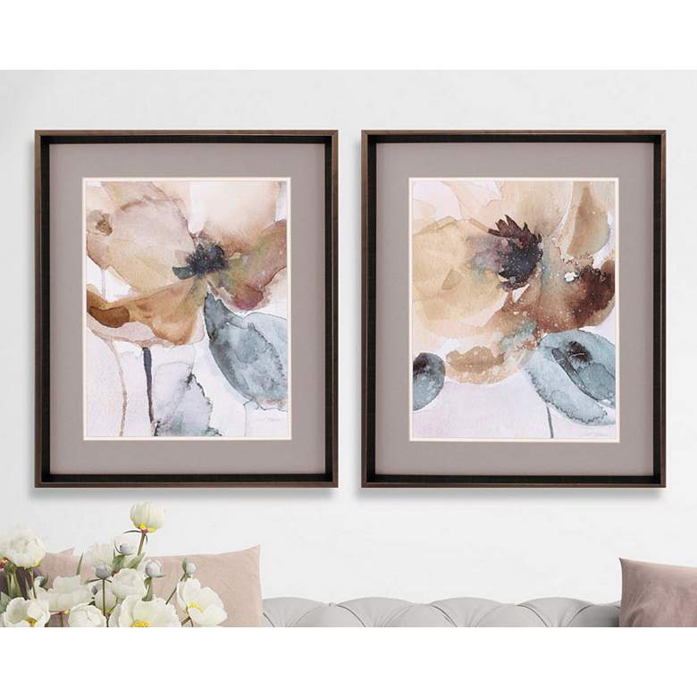 Image 1 Watercolor Poppy 2-Piece 27 inch High Framed Wall Art Set