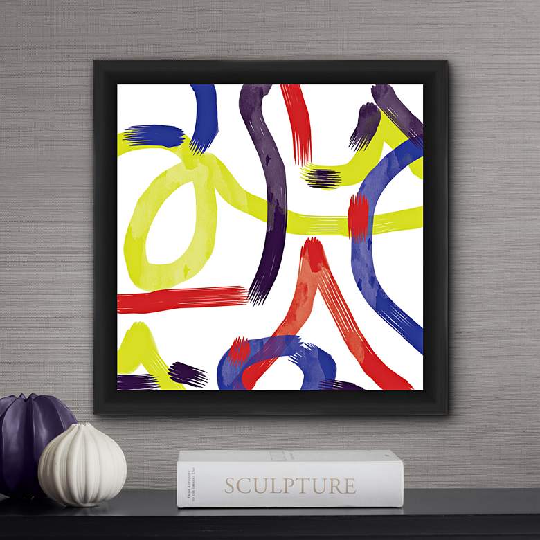 Watercolor Strokes 18&quot; Square Framed Abstract Wall Art