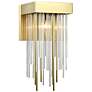 Waterfall 13 Inch Crystal Candle Wall Sconce in Aged Brass