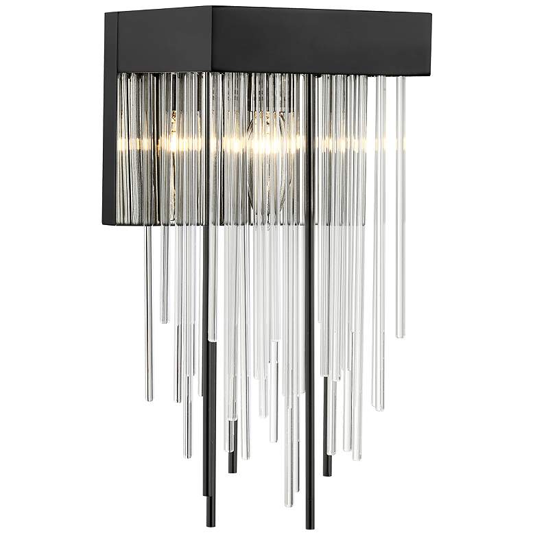 Image 1 Waterfall 13 Inch Crystal Candle Wall Sconce in Satin Black