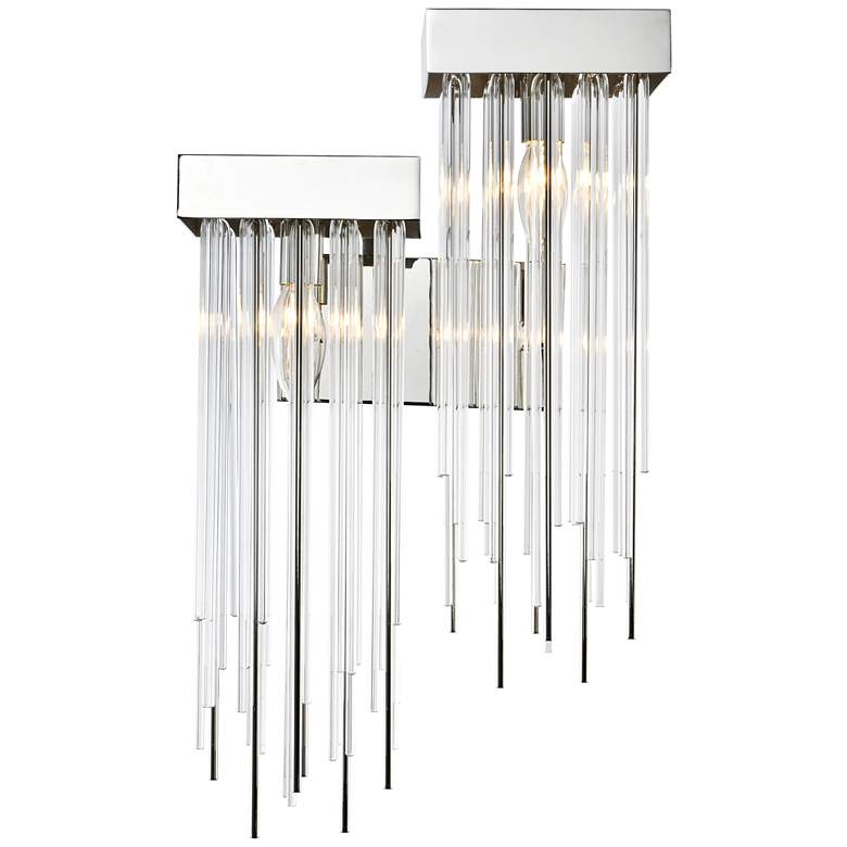 Image 1 Waterfall 2-Light Cityscape Polished Nickel Right Hand Facing Wall Sconce