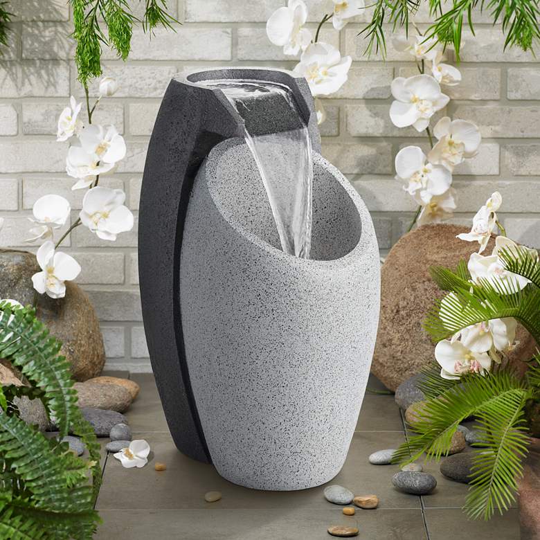 Image 1 Waterfall 25" High Modern Fountain with LED Light