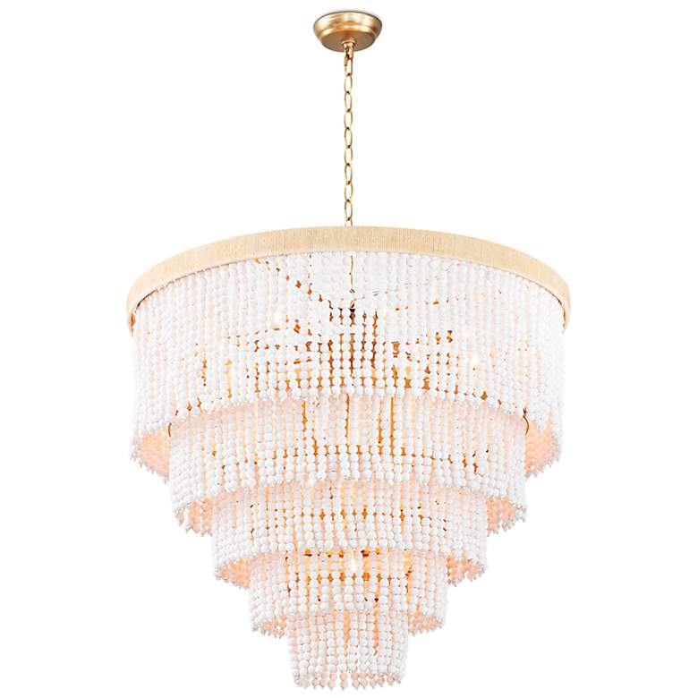 Image 2 Waterfall 32" Wide White Multi-Tier Chandelier