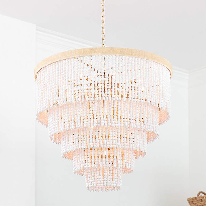 Image 1 Waterfall 32" Wide White Multi-Tier Chandelier