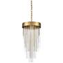 Waterfall 4-Light 12" Round Aged Brass Convertible Flush Crystal Chand