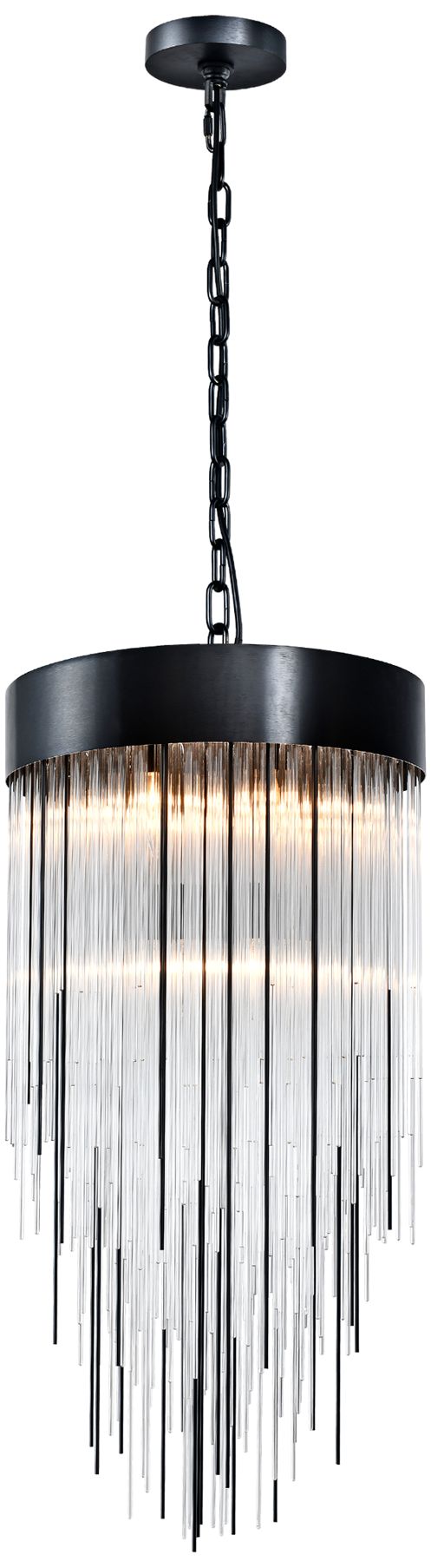 Image 2 Waterfall 4-Light 12" Round Black Convertible Flush Crystal Chandelier more views