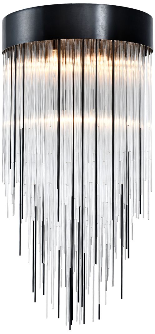 Image 3 Waterfall 4-Light 12" Round Black Convertible Flush Crystal Chandelier more views