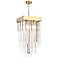 Waterfall 4-Light 12 Inch Square Aged Brass Crystal Pendant Light