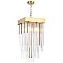 Waterfall 4-Light 12 Inch Square Aged Brass Crystal Pendant Light
