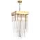 Waterfall 4-Light 12 Inch Square Aged Brass Crystal Pendant Light