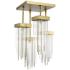 Waterfall 4-Light Cityscape Aged Brass Crystal Semi-Flush Mount