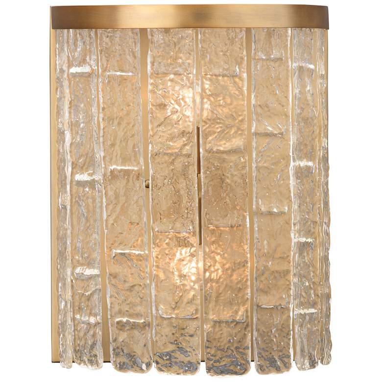 Image 1 Waterfall Demi-Lune 15"H Brass and Glass 2-Light Wall Sconce
