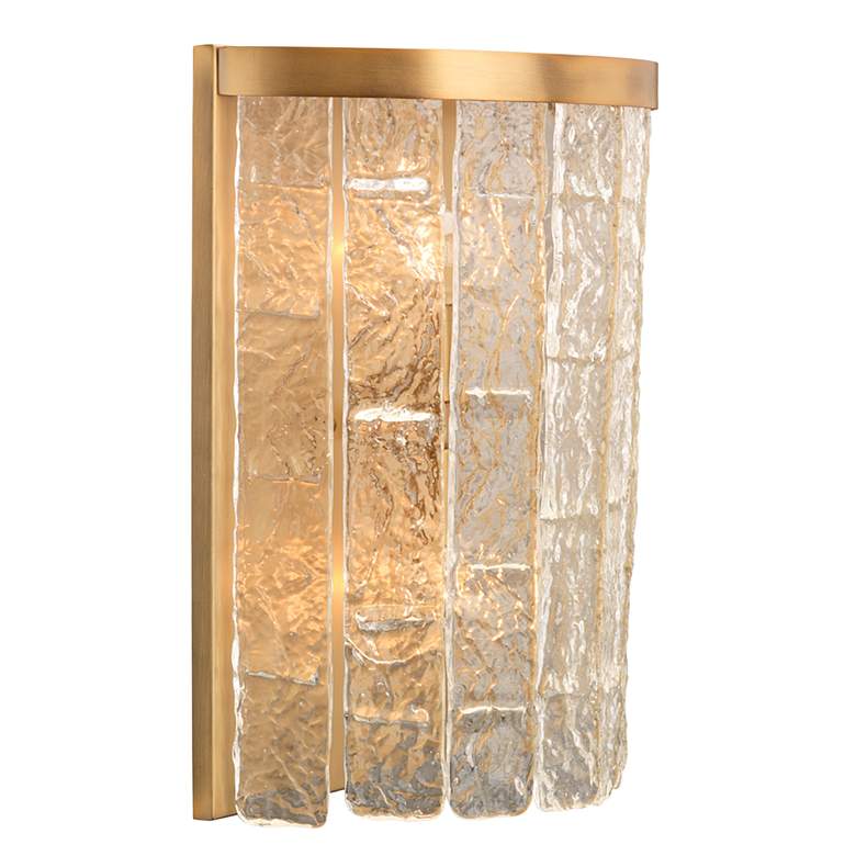Image 2 Waterfall Demi-Lune 15"H Brass and Glass 2-Light Wall Sconce more views