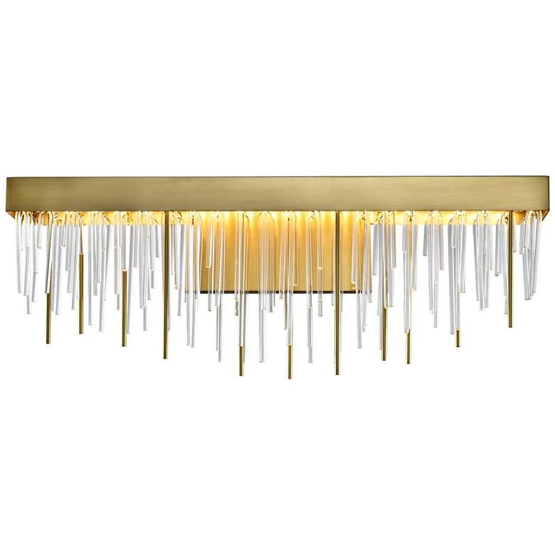 Image 1 Waterfall LED 3CCT 26 inch Waterfall Shade Aged Brass Crystal Vanity Light