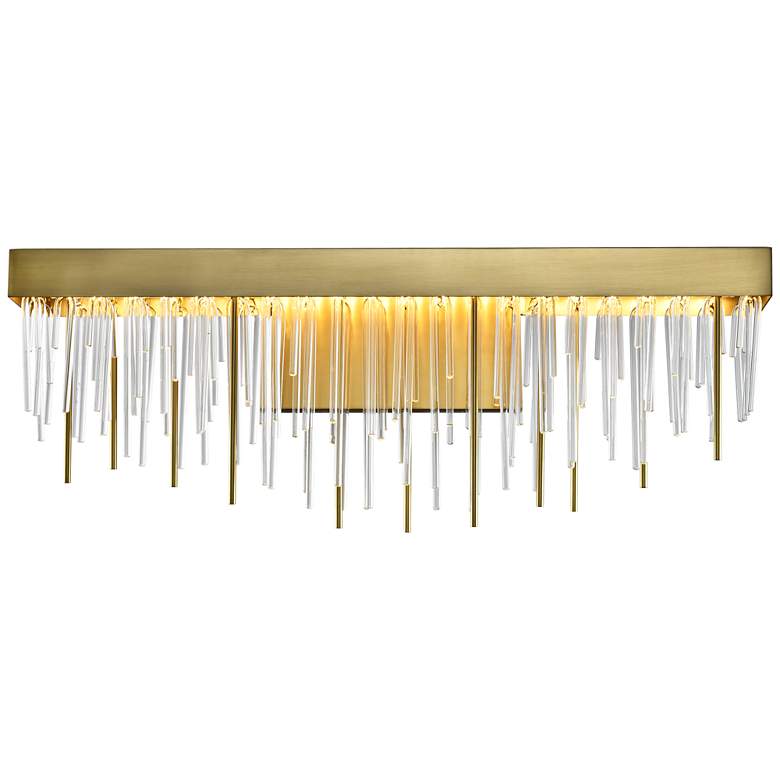 Image 1 Waterfall LED 3CCT 26" Waterfall Shade Aged Brass Crystal Vanity Light