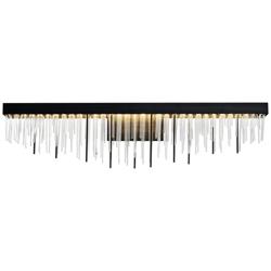 Waterfall LED 3CCT 35&quot; Unique Waterfall Shade Black Crystal Vanity Lig