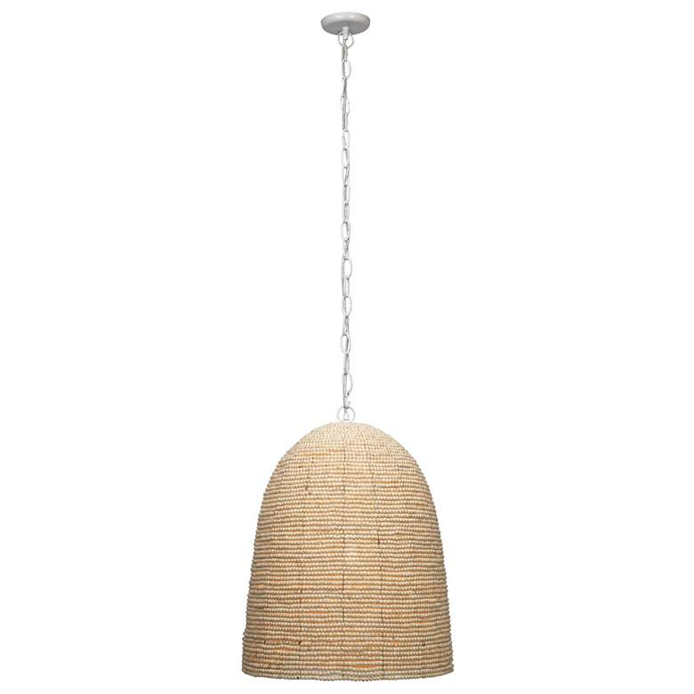 Image 2 Waterfront 19 inch Wide Off-White Mango Wood Pendant Light more views