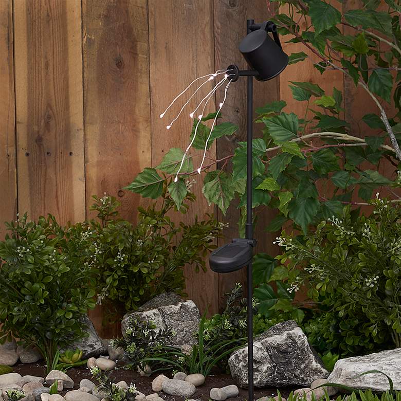 Image 1 Watering Can Black Solar LED Outdoor Stick Light