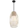 2_Watermill 12 1/2" Wide Coal and Wicker Cage Pendant Light