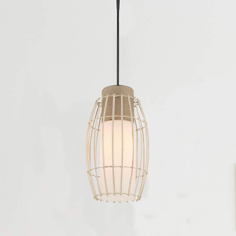 Image 1 Watermill 12 1/2" Wide Coal and Wicker Cage Pendant Light