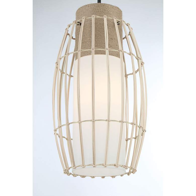 Image 3 Watermill 12 1/2" Wide Coal and Wicker Cage Pendant Light more views