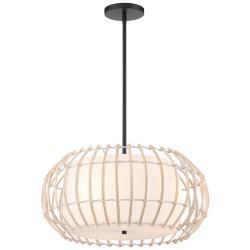 Watermill 20" Wide Coal and Wicker Cage Pendant Light