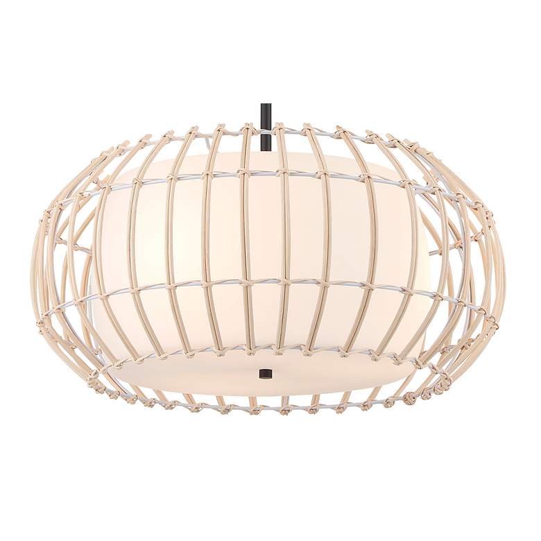 Image 3 Watermill 20" Wide Coal and Wicker Cage Pendant Light more views