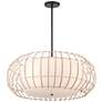 2_Watermill 28" Wide Coal Pendant Light with Wicker Cage