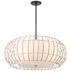 Watermill 28" Wide Coal Pendant Light with Wicker Cage