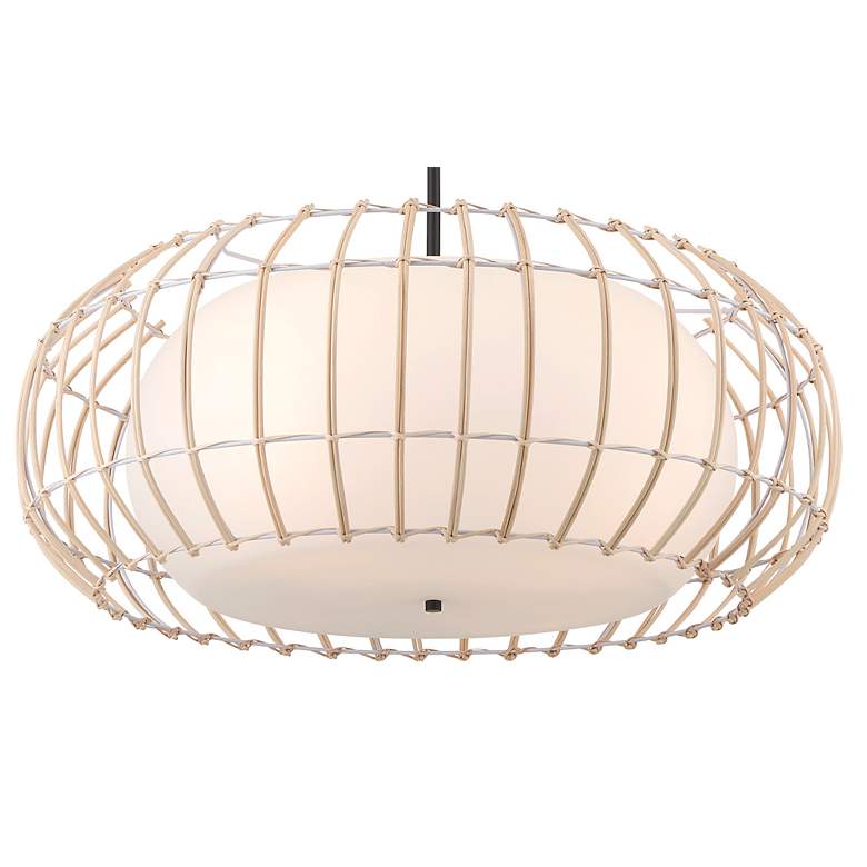 Image 3 Watermill 28" Wide Coal Pendant Light with Wicker Cage more views