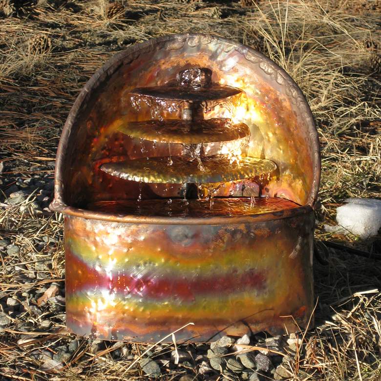 Image 1 Watershrine 14 inch High Hand-Made Copper Tabletop Fountain