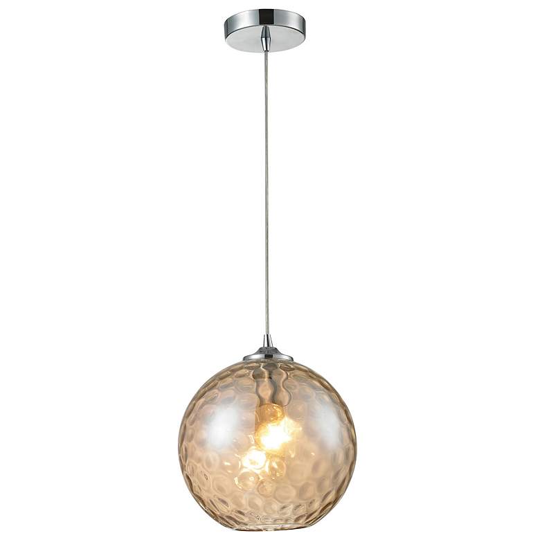 Image 1 Watersphere 10" Wide 1-Light Pendant - Polished Chrome with Amber