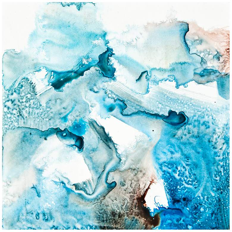 Image 1 Watery Abstract Blue Canvas 20 inch Square Giclee Wall Art