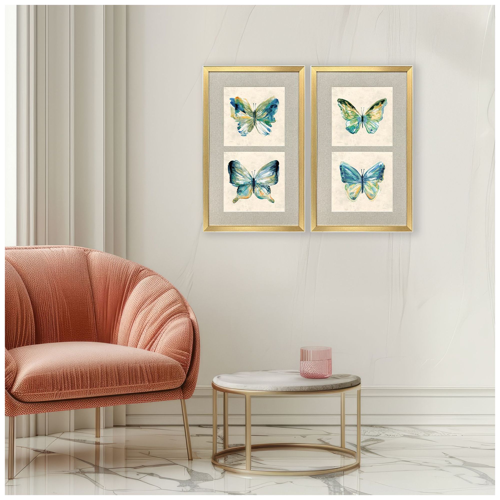 Image 4 Watery Butterfly 20"W x 33"H Framed Art Set of 2 more views