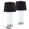 Watkin Clear Glass Black Shade USB LED Table Lamps Set of 2