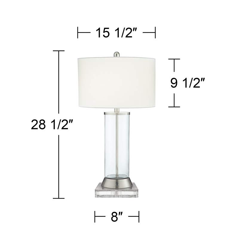 Image 7 Watkin Clear Glass Column USB Table Lamps With 8 inch Square Risers more views